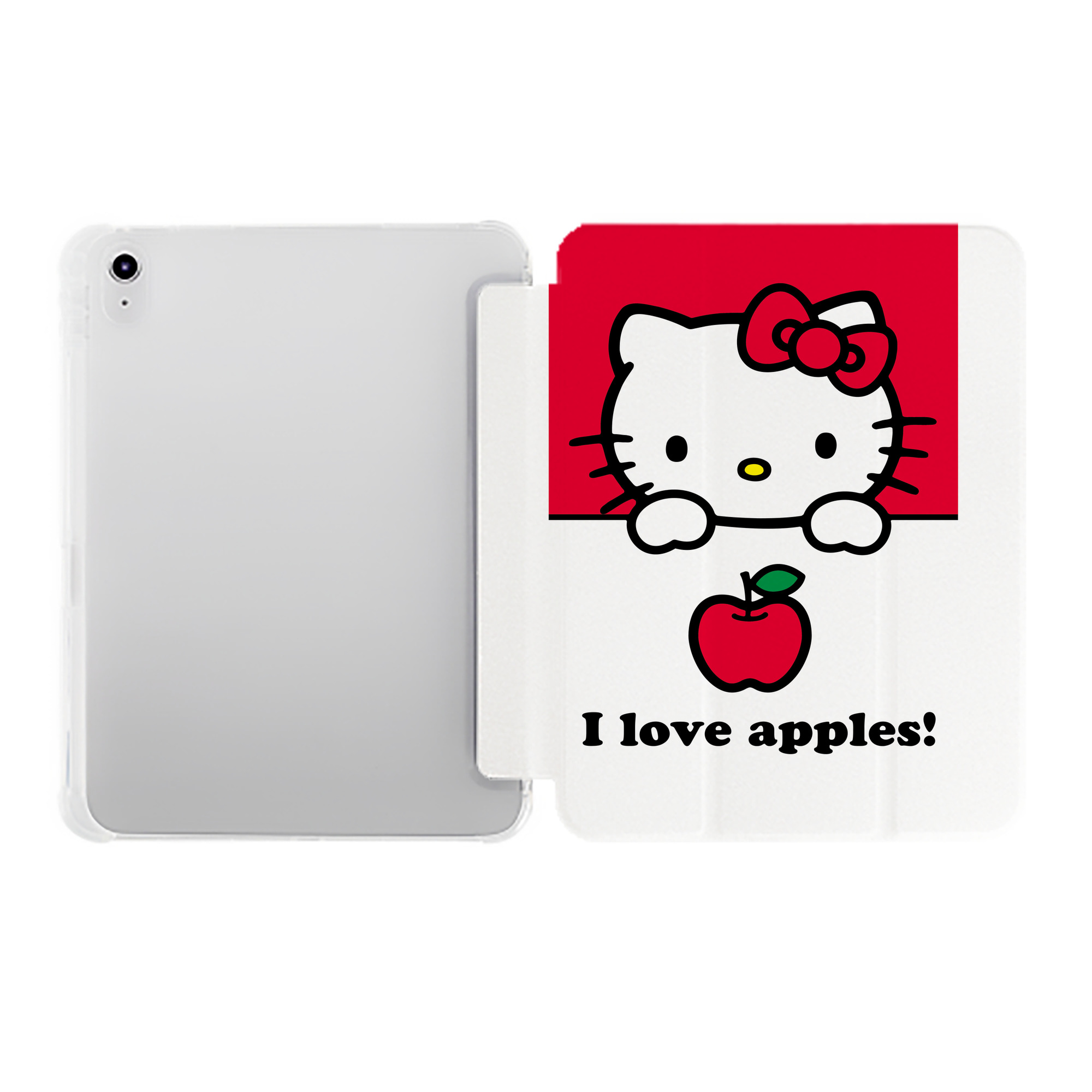 （画像用） Hello Kitty ハローキティ IPad ケース ペン収納付き 三つ折りスタンド PUレザー×シリコン 対応機種9.5/10.5/10.9インチ